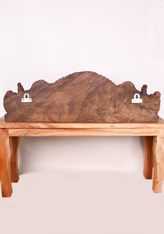 Goddess GajaLakshmi Wooden Handmade Arch Elephants with Sevagars Wall Panel 45"