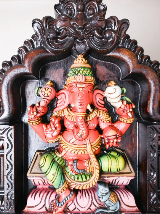 Lord Ganesha Wooden Wall Art Panel 18"