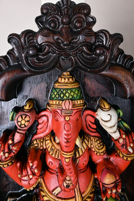 Lord Ganesha Wooden Wall Art Panel 18"