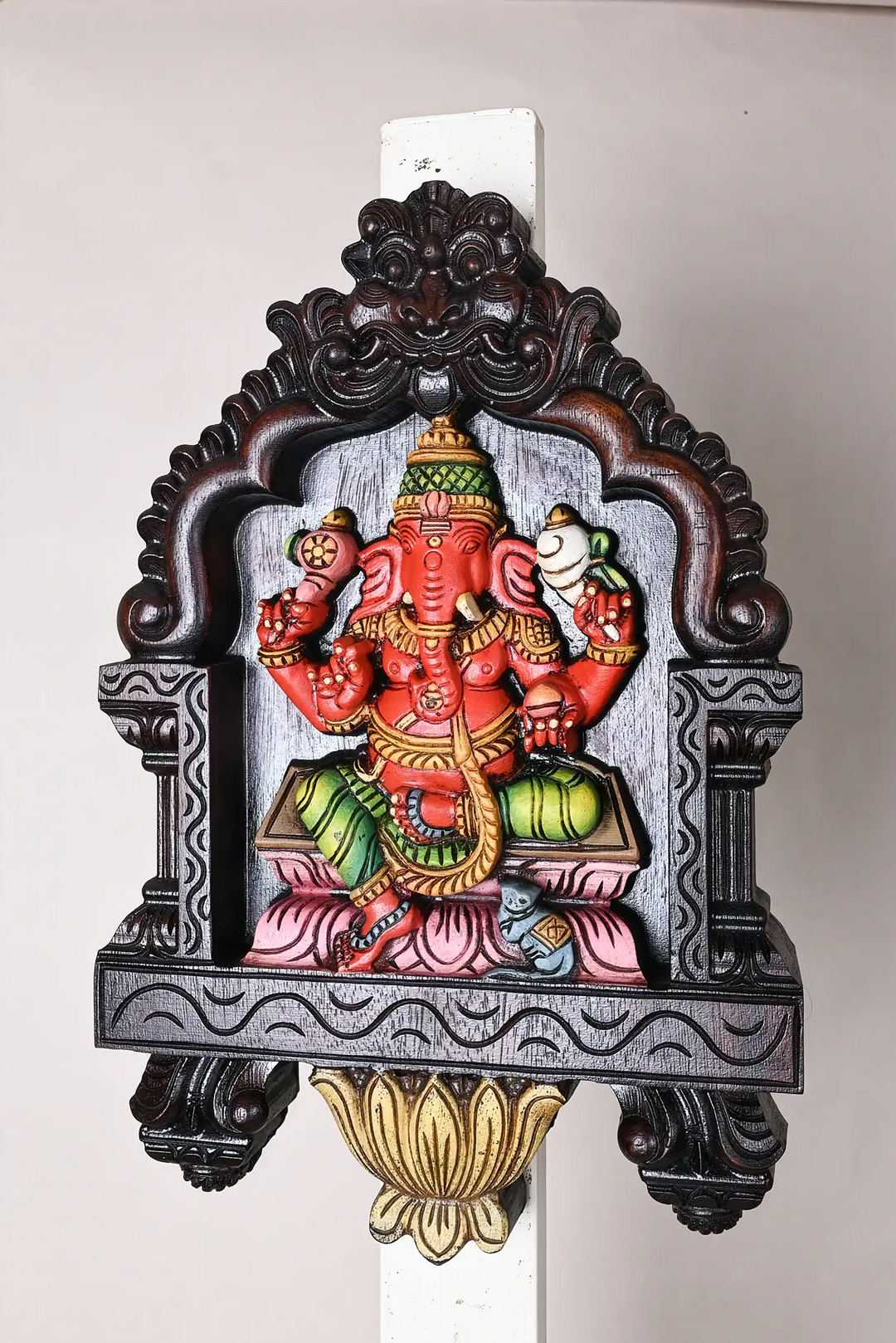 Lord Ganesha Wooden Wall Art Panel 18"