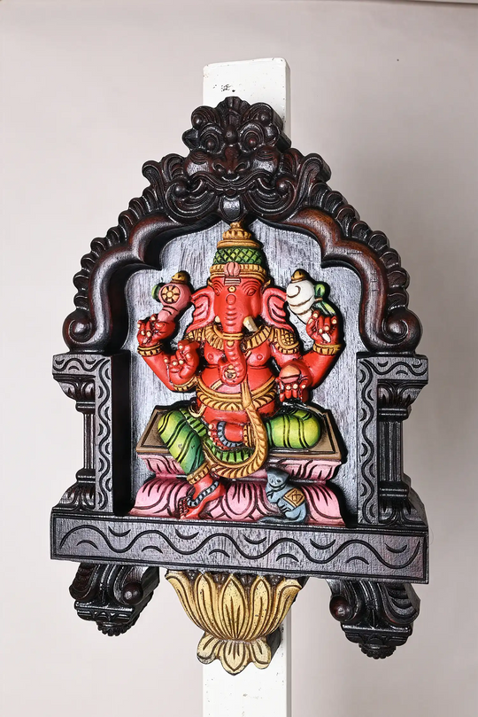 Lord Ganesha Wooden Wall Art Panel 18"