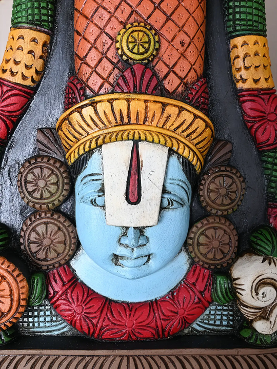 Wooden Tirupati Balaji Wall mount 18"