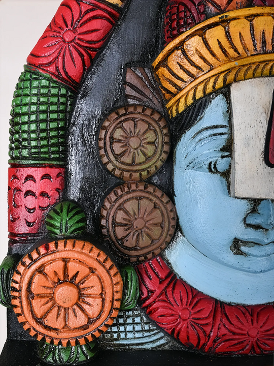 Wooden Tirupati Balaji Wall mount 18"