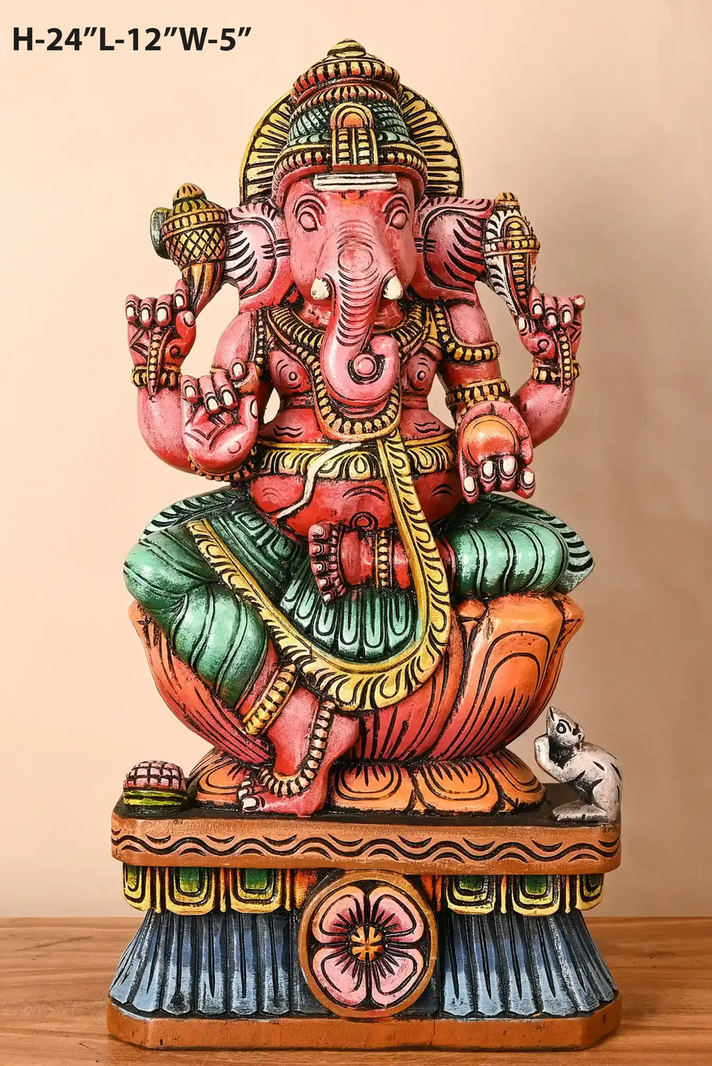 Divine Lord Ganesha on Ornate Lotus Base-24"