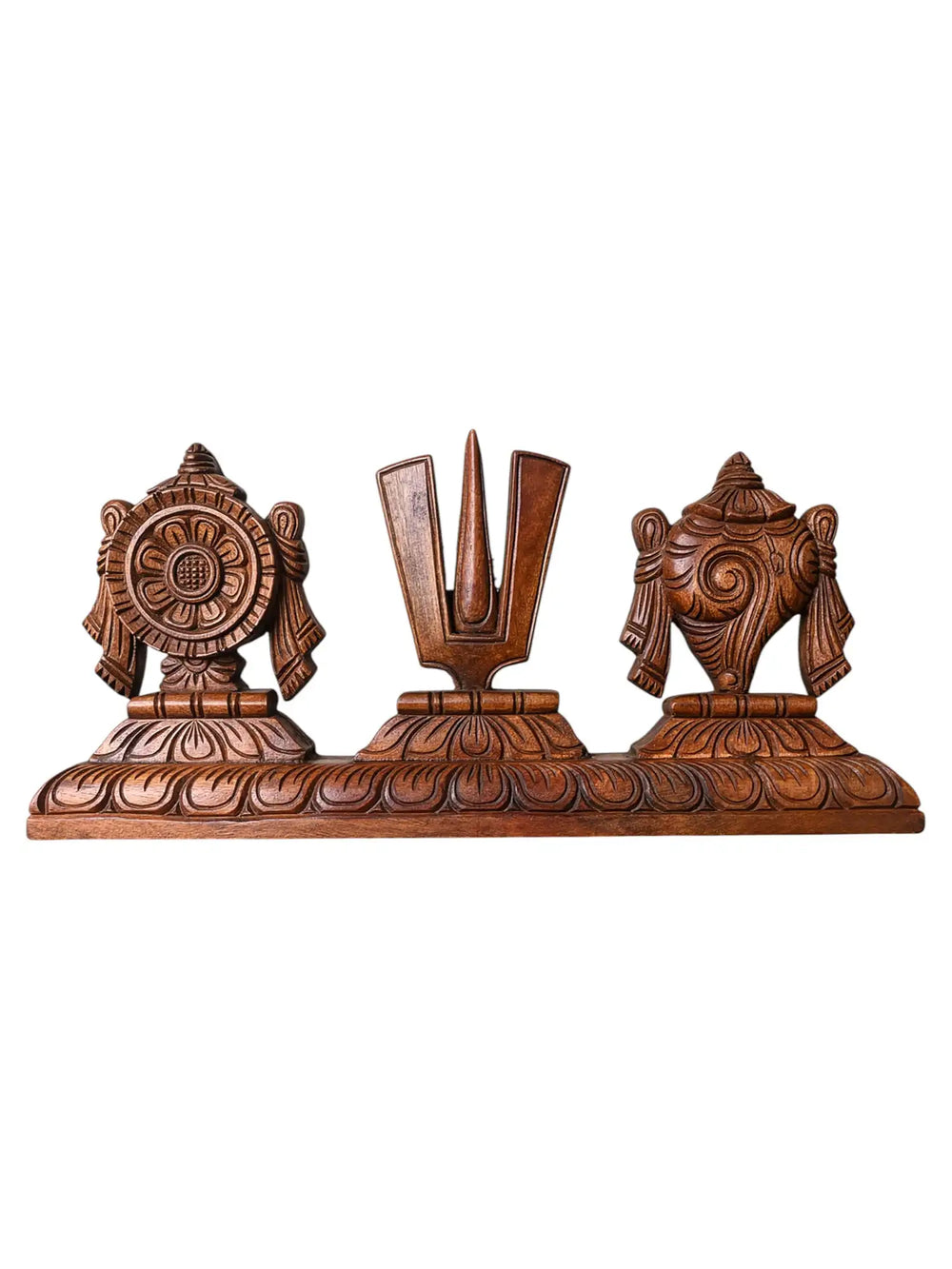 Vaishnava Namam with Sangu & Chakram Wooden Stand 