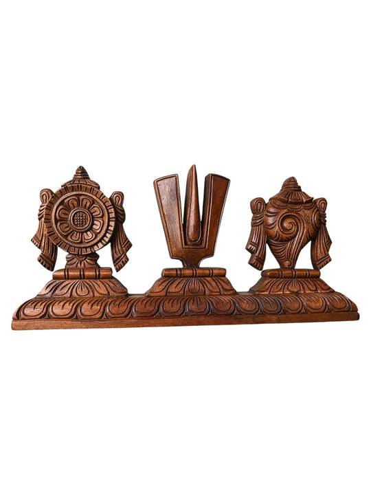 Vaishnava Namam with Sangu & Chakram Wooden Stand 