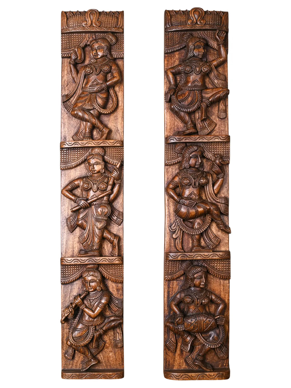 verical panels of musical apsaras