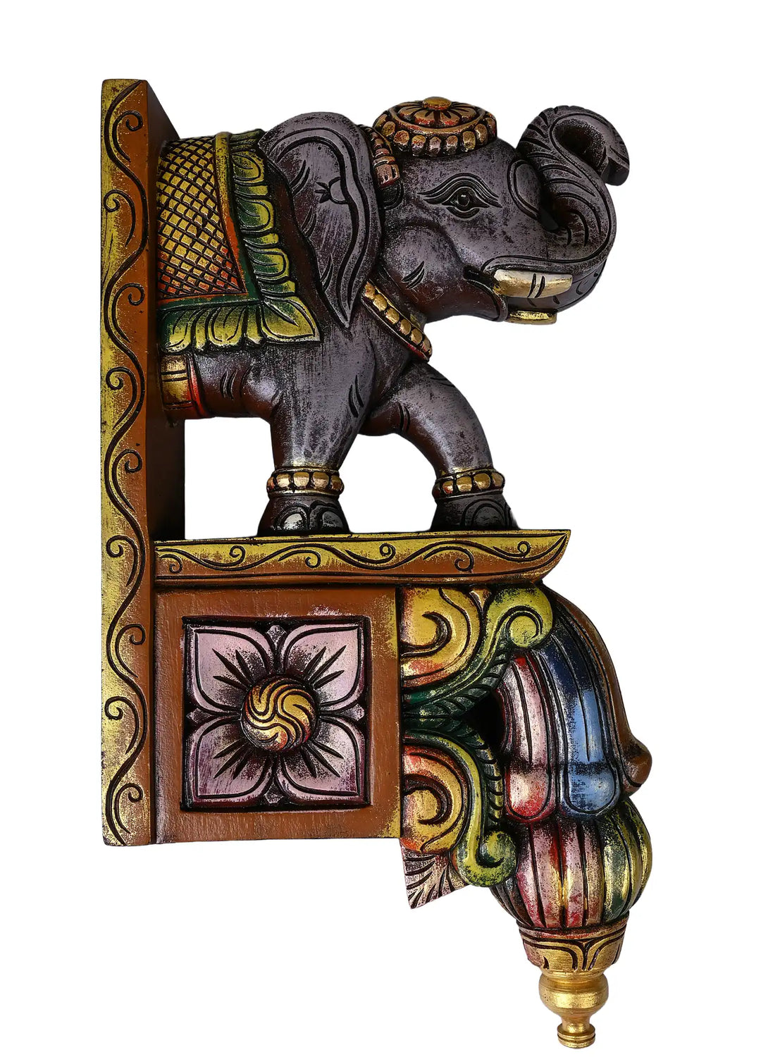 Ethnic Elephant Wall Hanging Bracket Pair – Classic Art Piece 18"