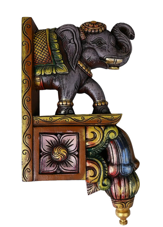 Ethnic Elephant Wall Hanging Bracket Pair – Classic Art Piece 18"