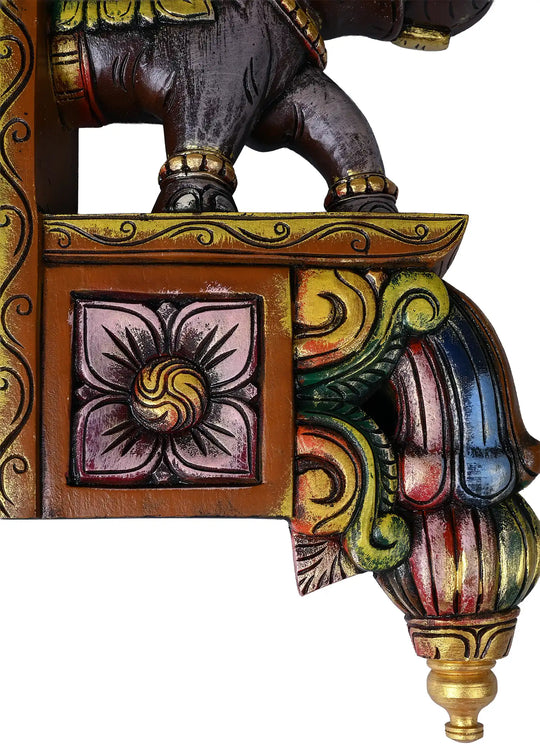 Ethnic Elephant Wall Hanging Bracket Pair – Classic Art Piece 18"