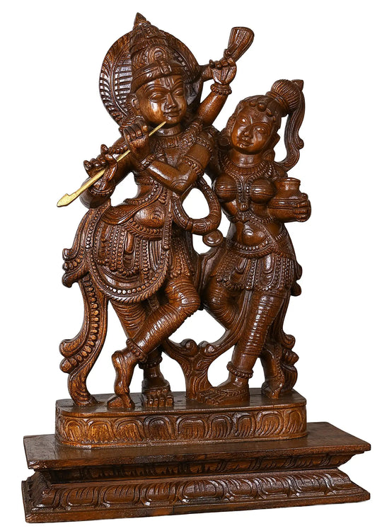 Wooden radha krishnan deity