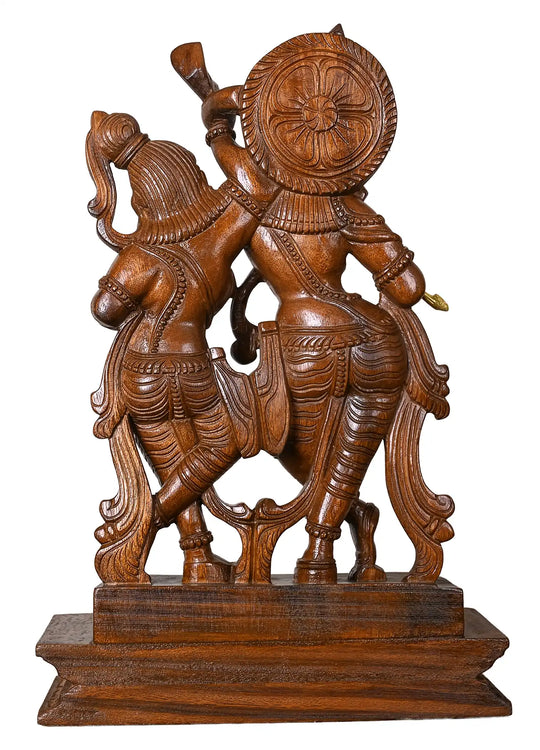 Hand carved Premium Wooden Radha Krishna Idol – Classic Indian Art 24"