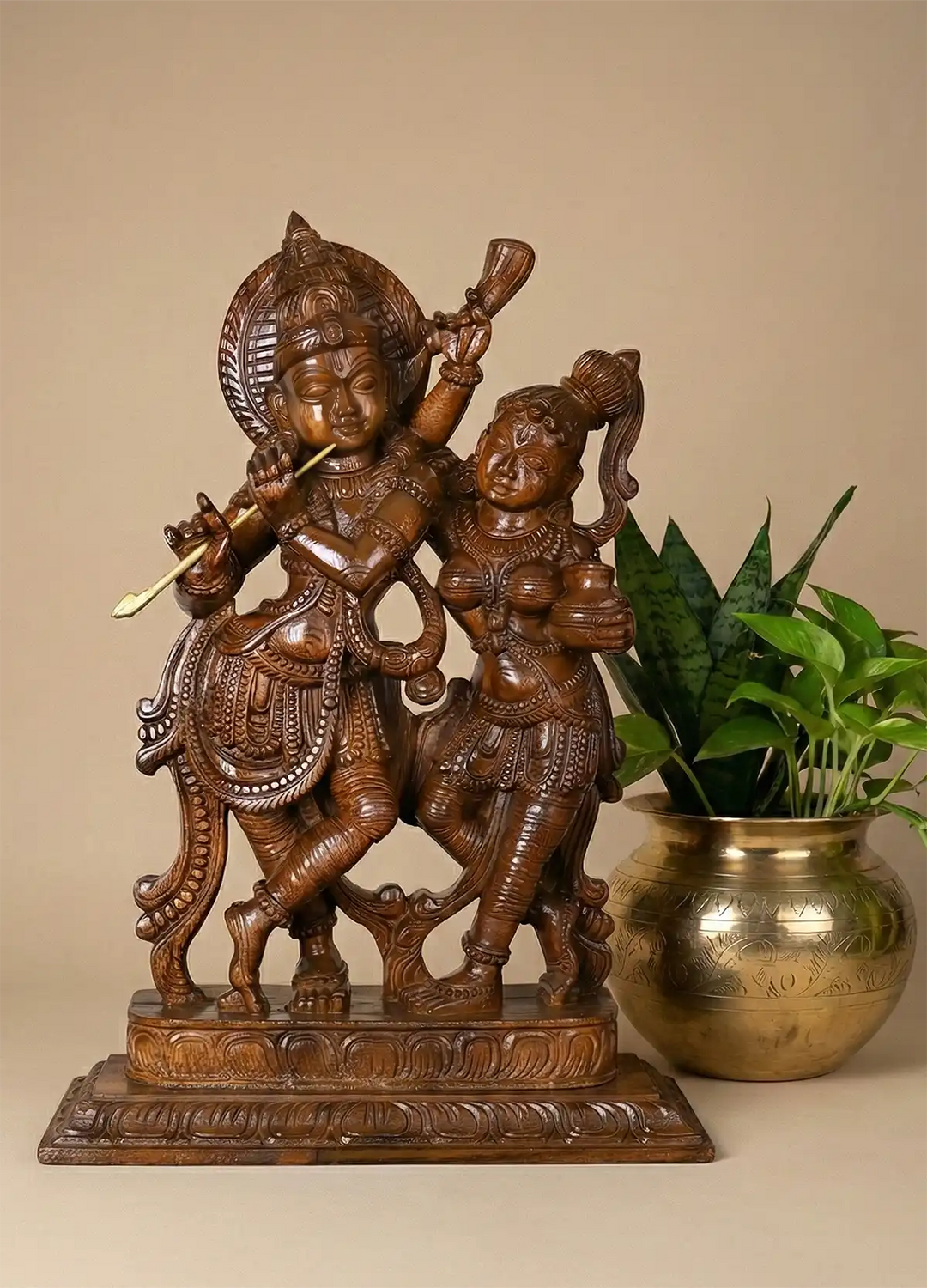 Wooden radha krishnan deity