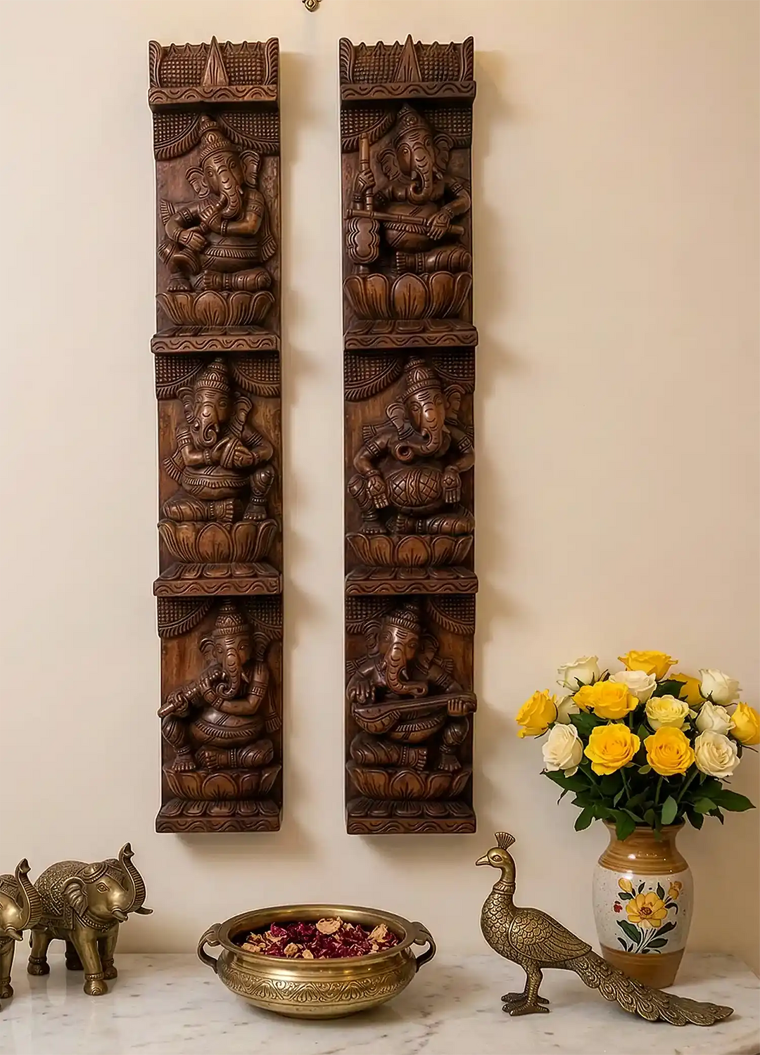 wooden vertical panel of Musical vinayaga 