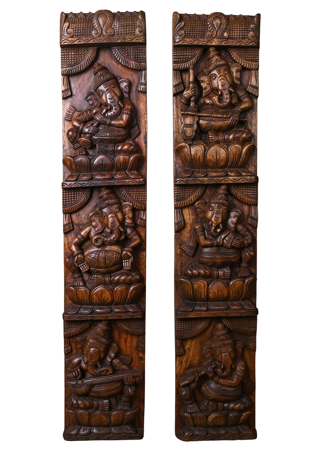 WOODEN VERTICAL MUSICAL GANESH PANEL 36"