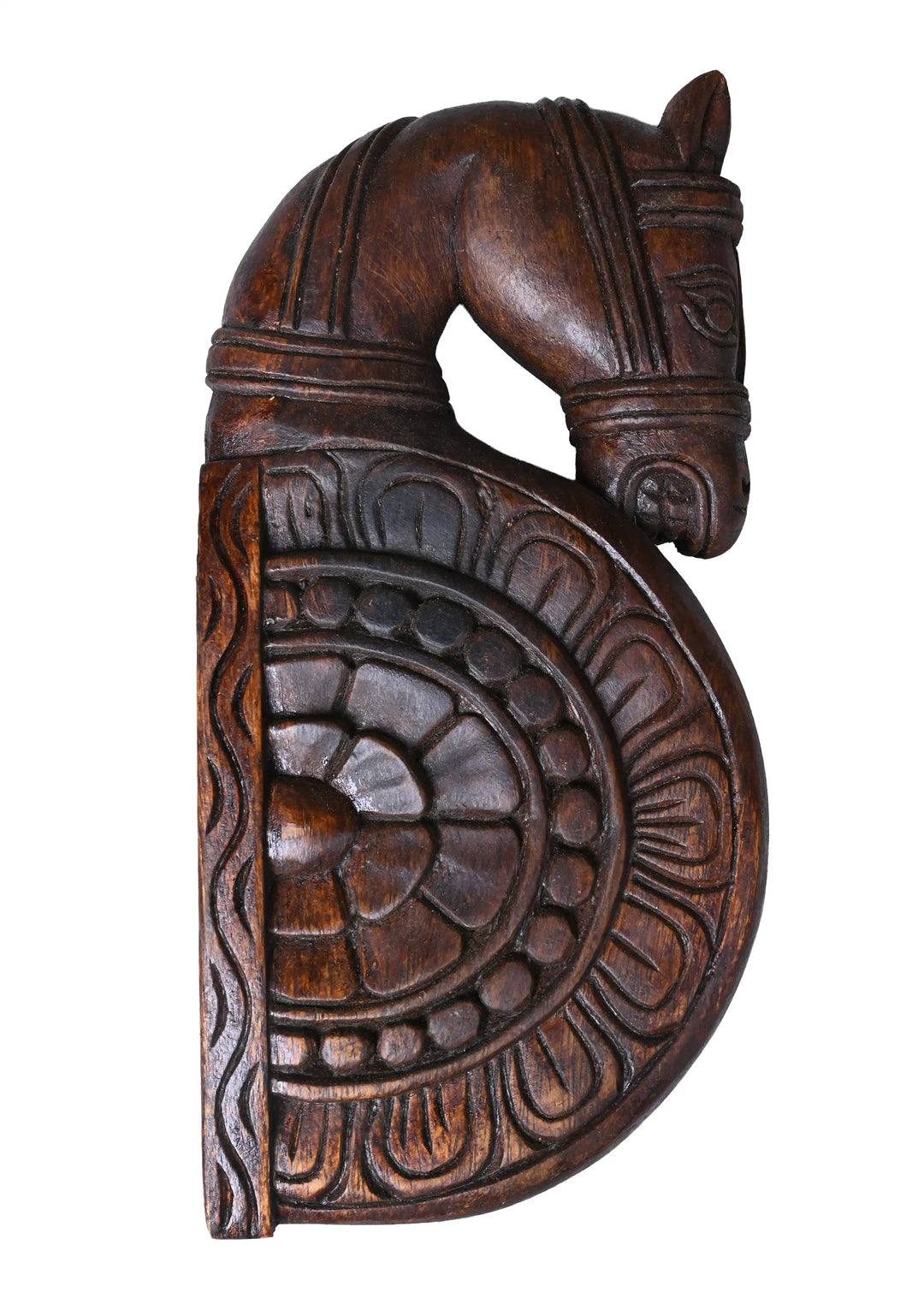 Handcrafted Wooden Horse Wall Corbel Pair 12"