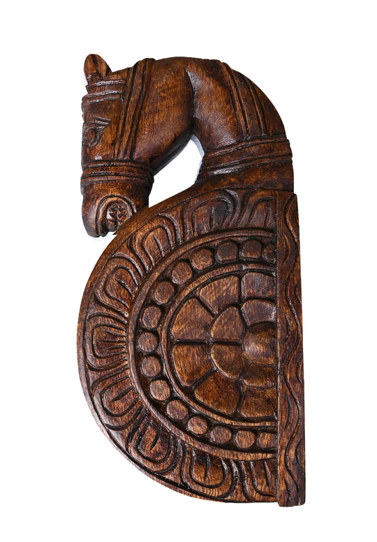 Handcrafted Wooden Horse Wall Corbel Pair 12"