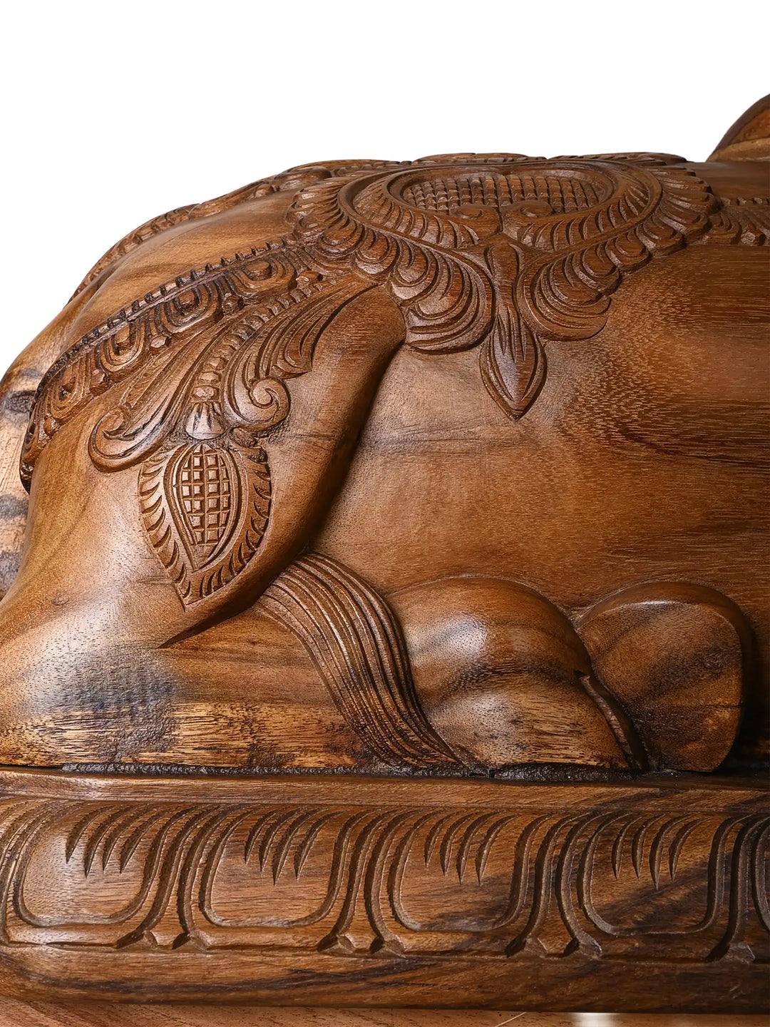 Intricately Handcrafted Wooden Sculpure Of Lord Nandhi 24"