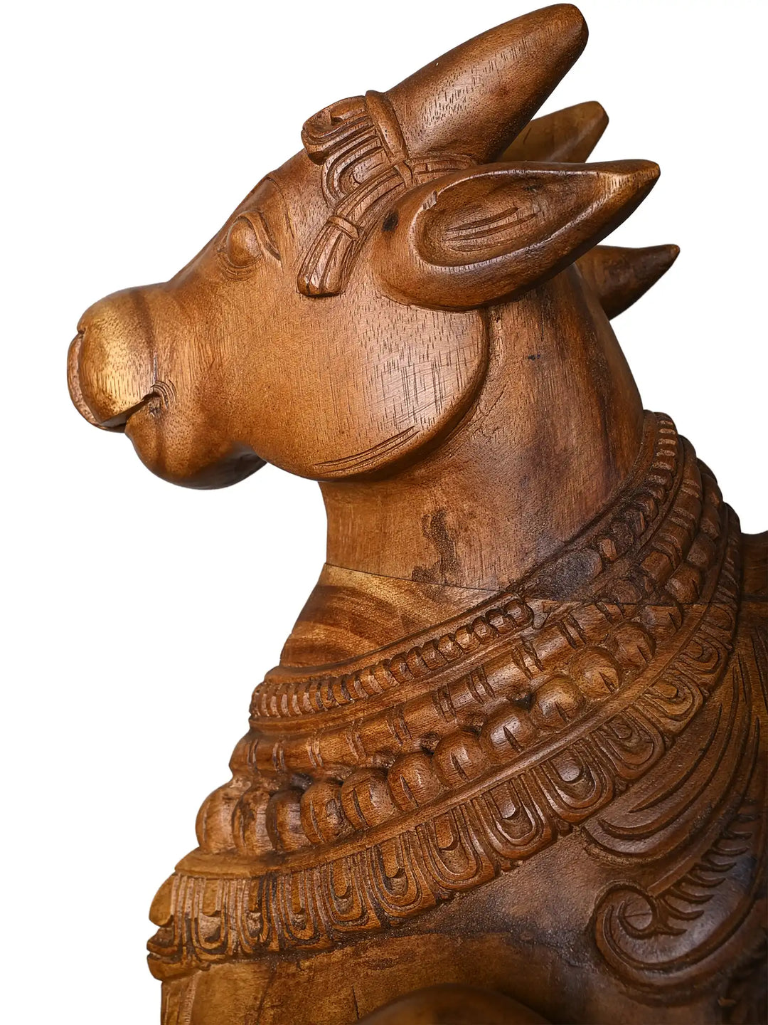 Intricately Handcrafted Wooden Sculpure Of Lord Nandhi 24"
