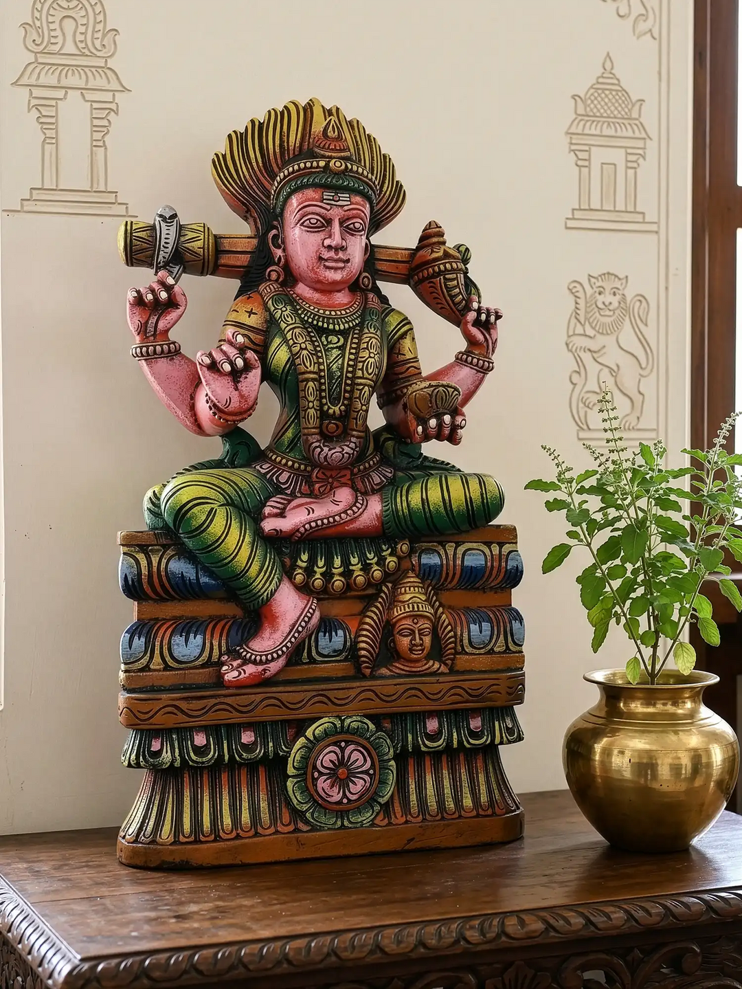 2 ft Wooden Handmade Goddess Amman Idol