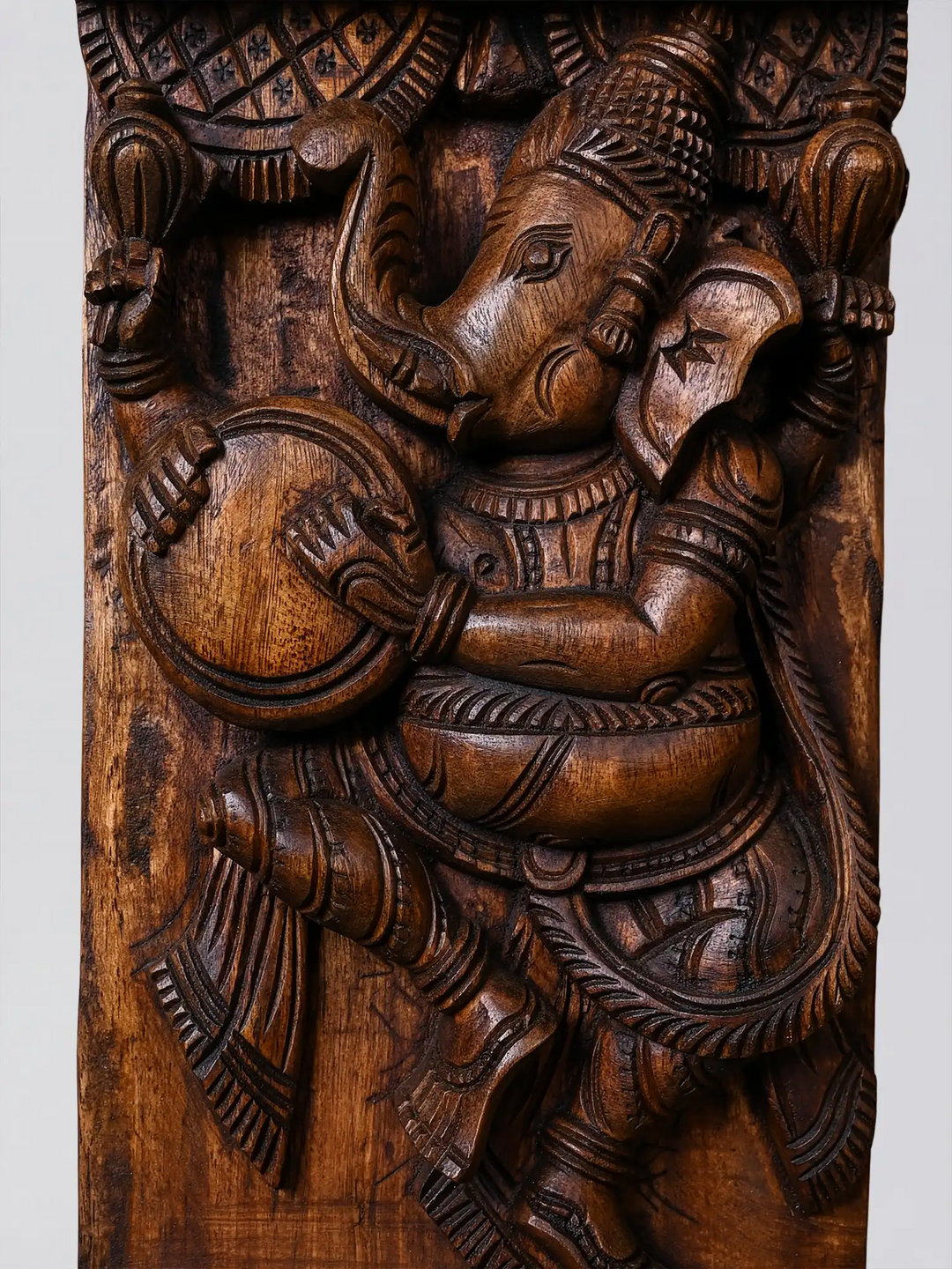 Handmade Wooden Ganesha Wall Panel Carving - Wooden Handicraft Wall Hangings 51"