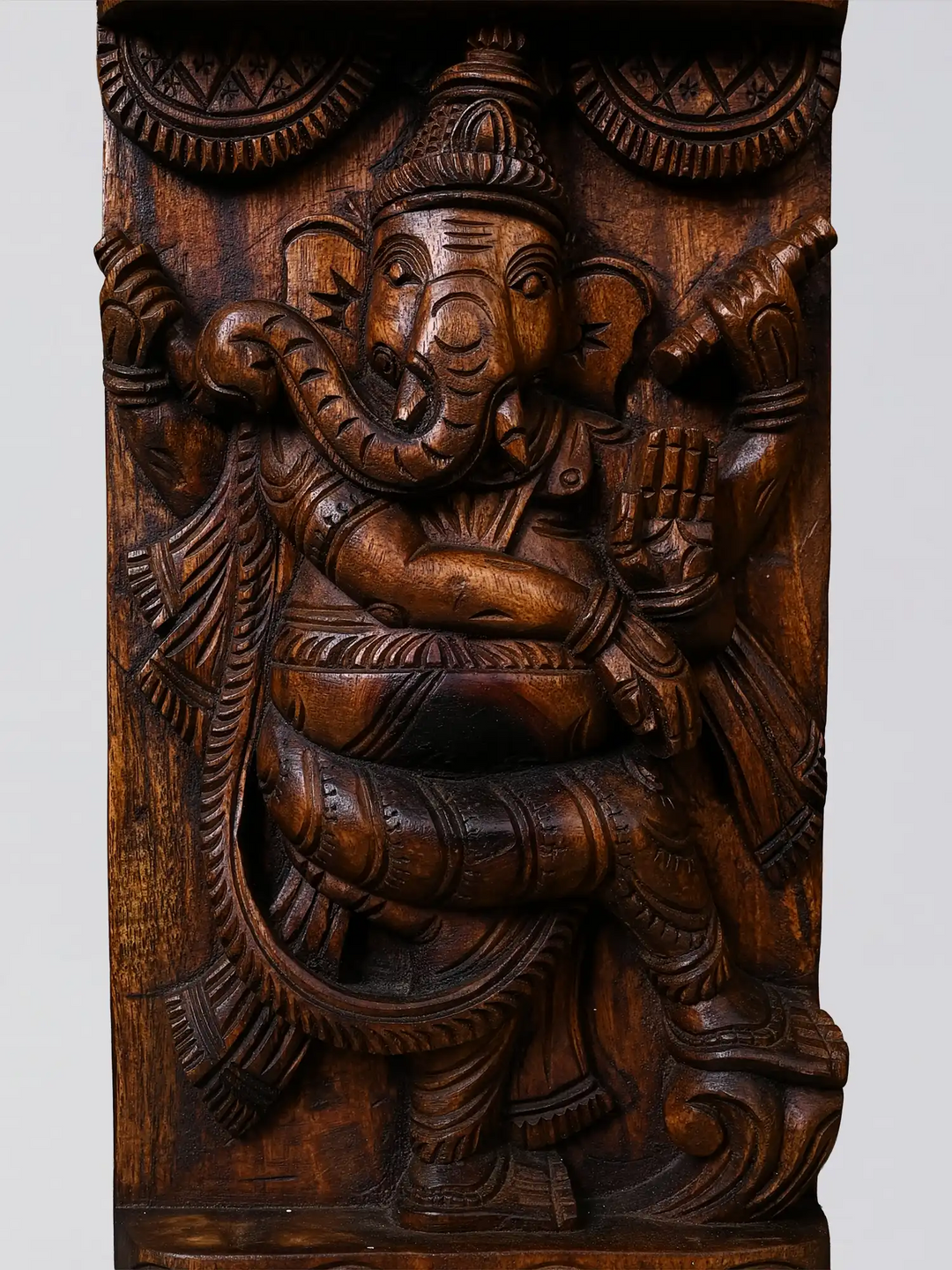 Handmade Wooden Ganesha Wall Panel Carving - Wooden Handicraft Wall Hangings 51"