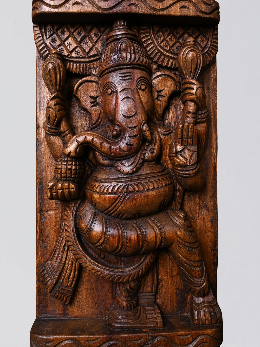 Handmade Wooden Ganesha Wall Panel Carving - Wooden Handicraft Wall Hangings 51"