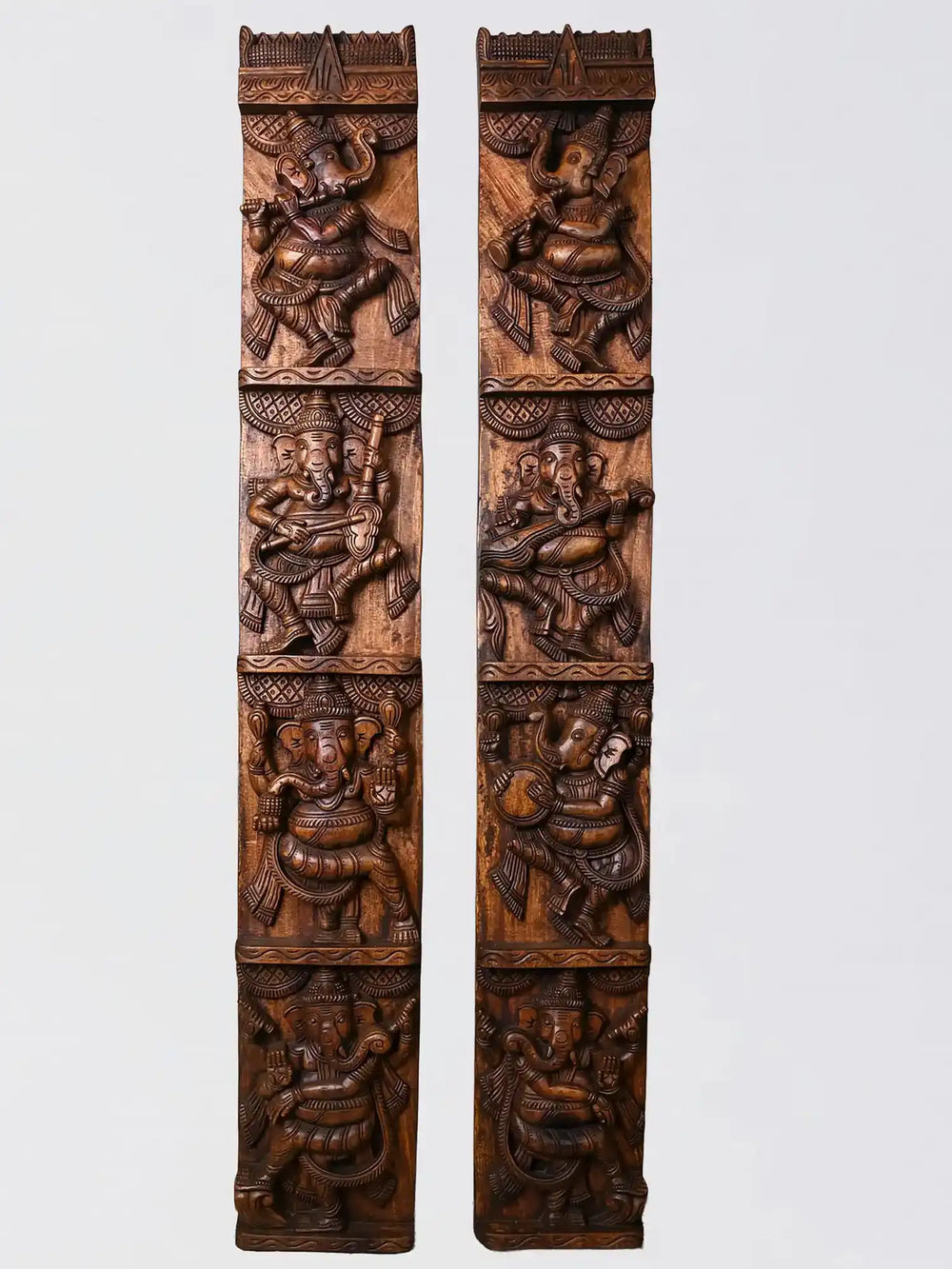 Wooden Ganesha Wall Panel Carving 51"