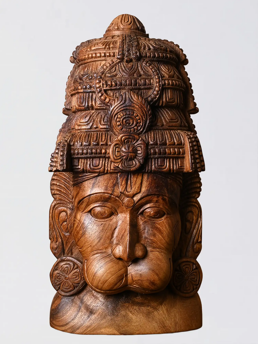 Premium Wooden Hanuman Face Wall Art – Hand Carved Anjaneya Decor