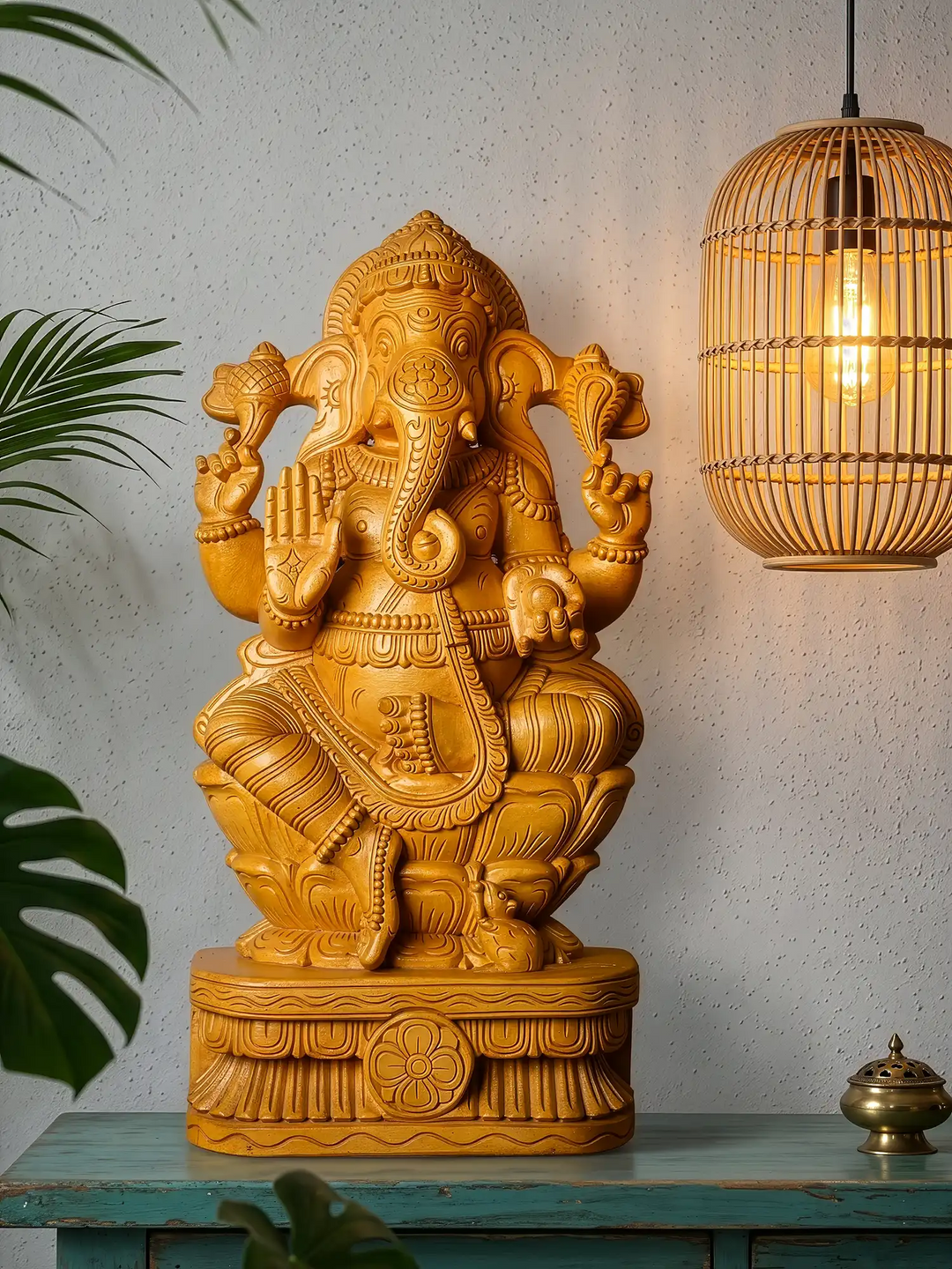 Ganesh murti gift for housewarming wooden idol