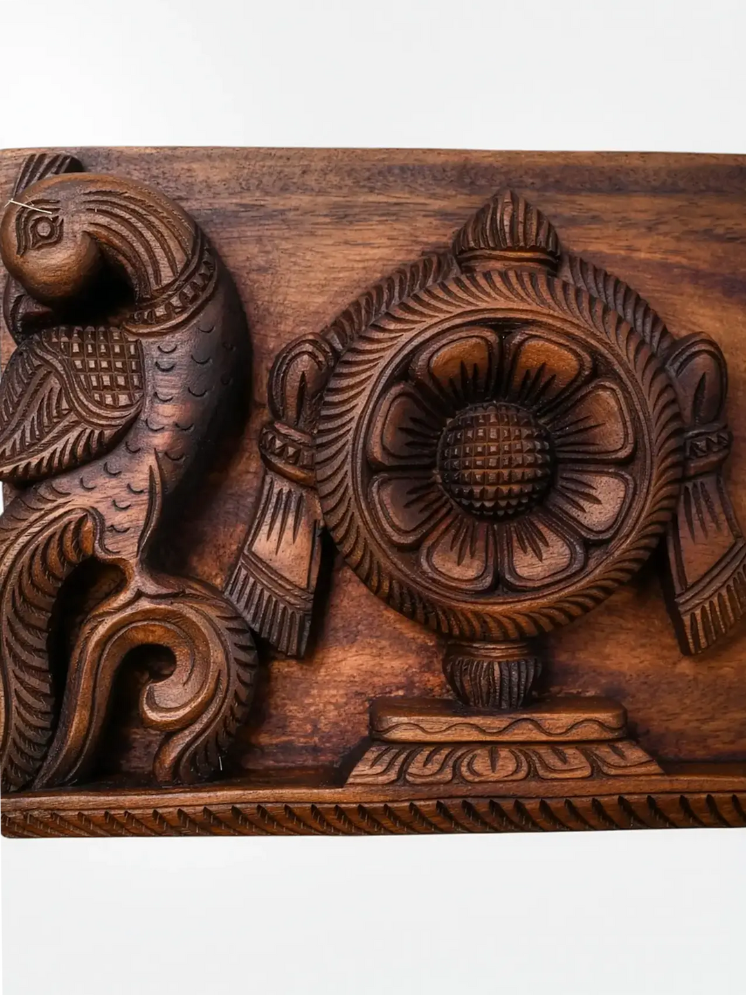 South Indian wooden devotional wall panel