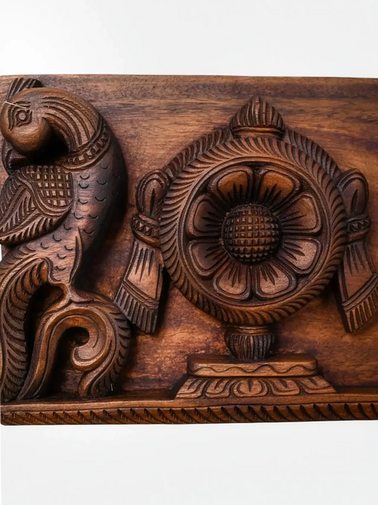 South Indian wooden devotional wall panel