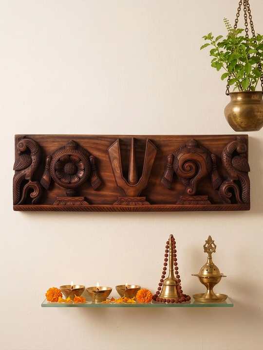 Wooden Religious Wall Hanging for Temple Entrance Decor