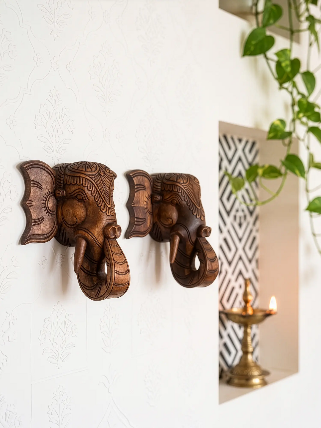 Vintage style elephant brackets for ethnic interiors