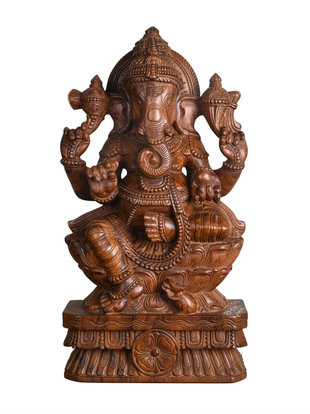 Handcrafted wooden Ganesha sculpture for home decor