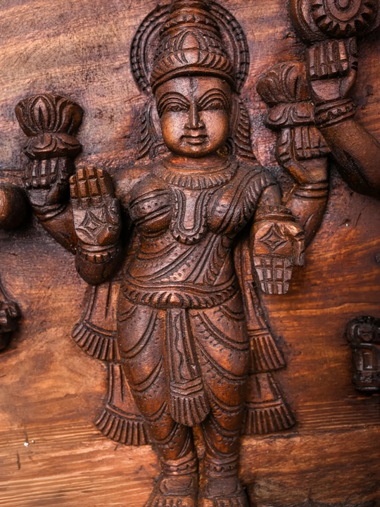 Traditional Hindu Wooden Artwork Panel
