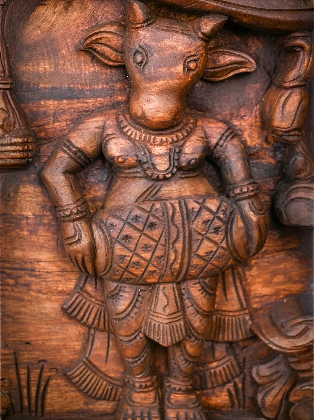Premium Wooden Meenakshi Thirukalyanam Horizontal Wall Hanging Panel 47"