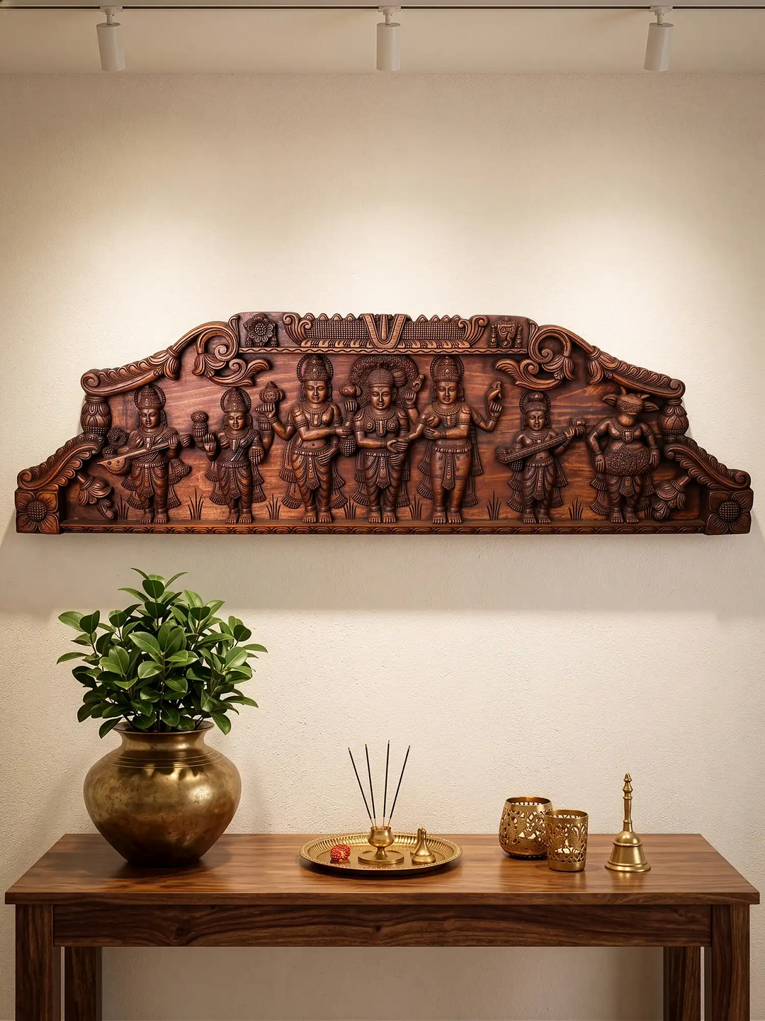 Spiritual Wooden meenakshi thiru kalyanam Wall Decor Artwork