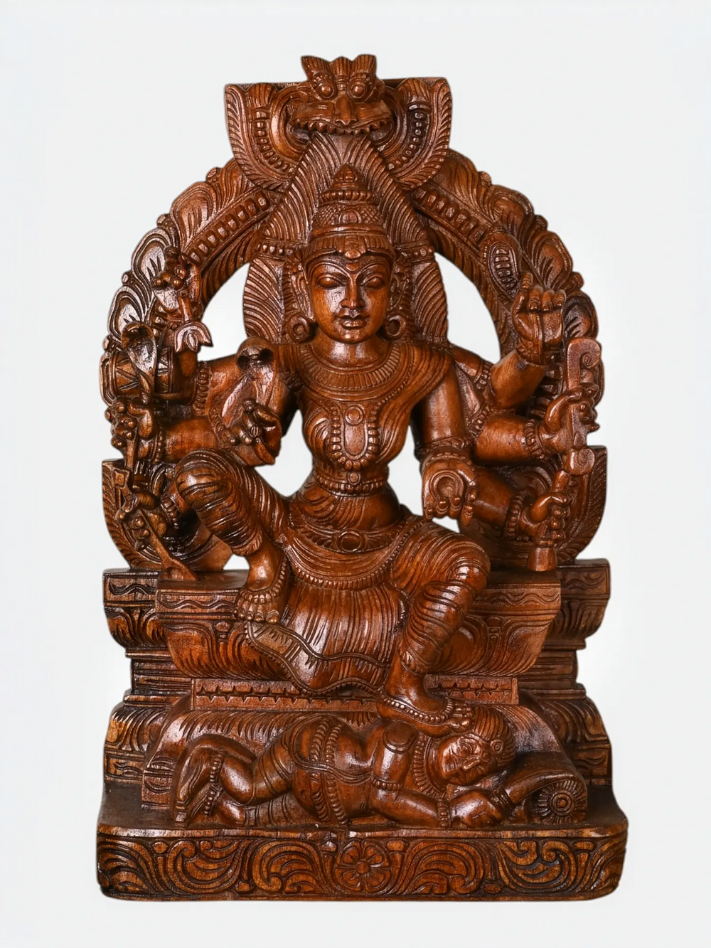 Traditional Wooden Amman Idol for Pooja Room Decor