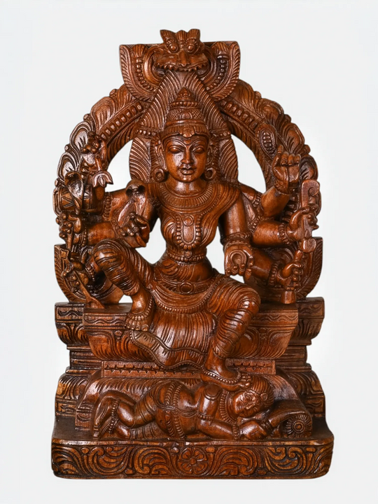 Traditional Wooden Amman Idol for Pooja Room Decor