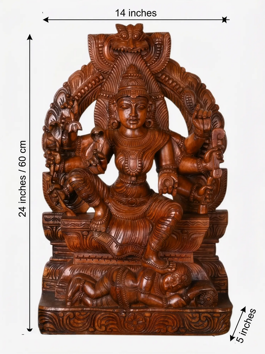 Traditional Wooden Amman Idol for Pooja Room Decor