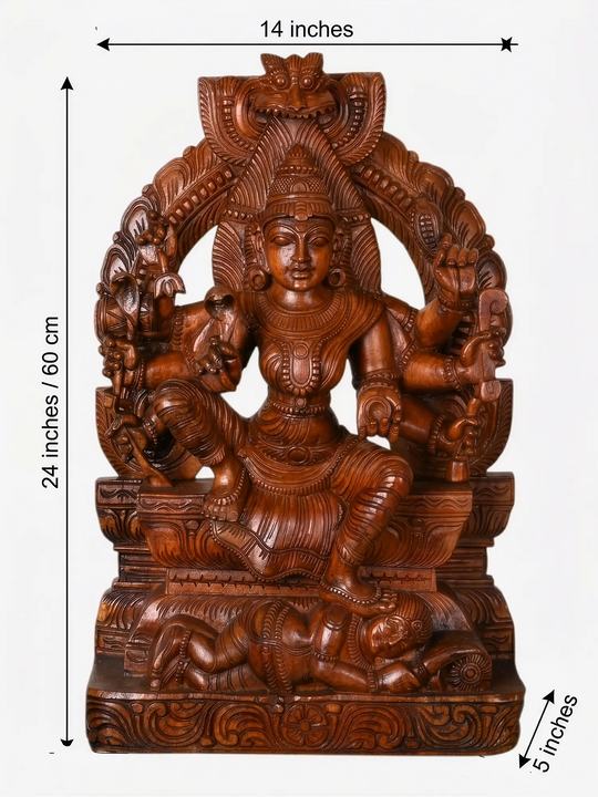 Traditional Wooden Amman Idol for Pooja Room Decor