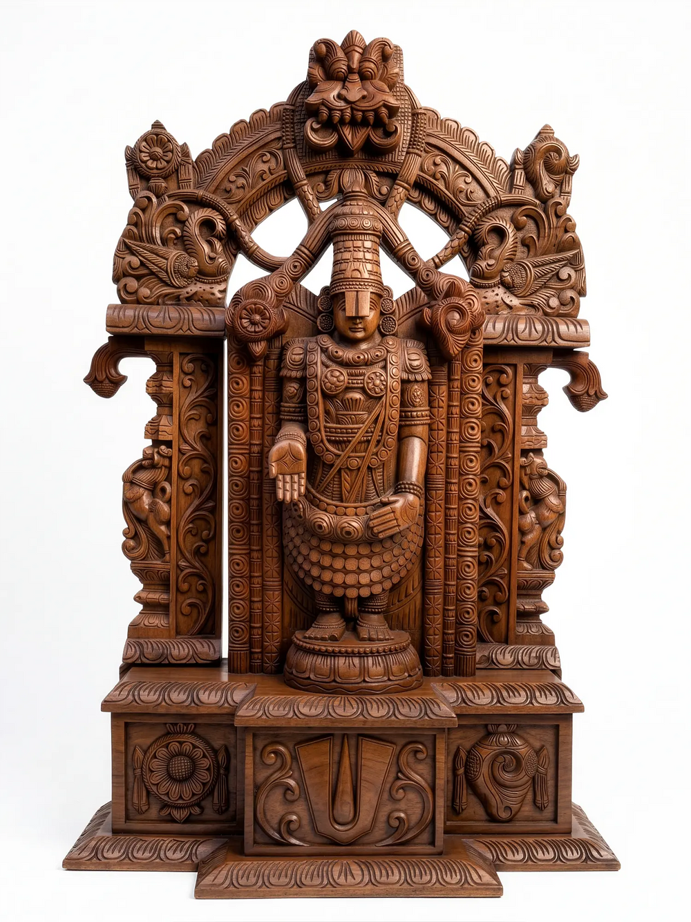 South Indian Wooden Balaji Statue | Sacred Tirupati Perumal Carving