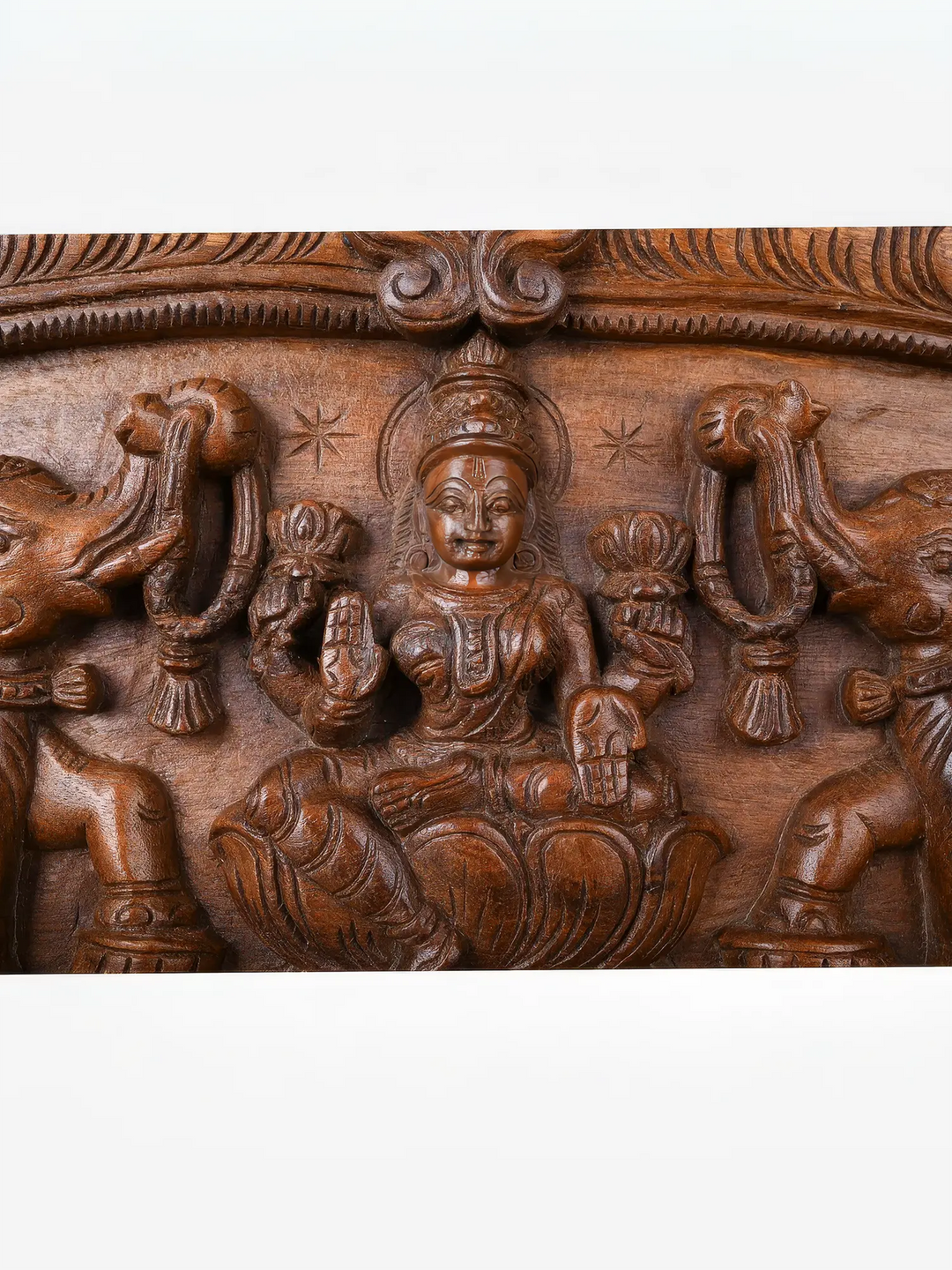 Wooden Gajalakshmi entrance panel for Vastu decor