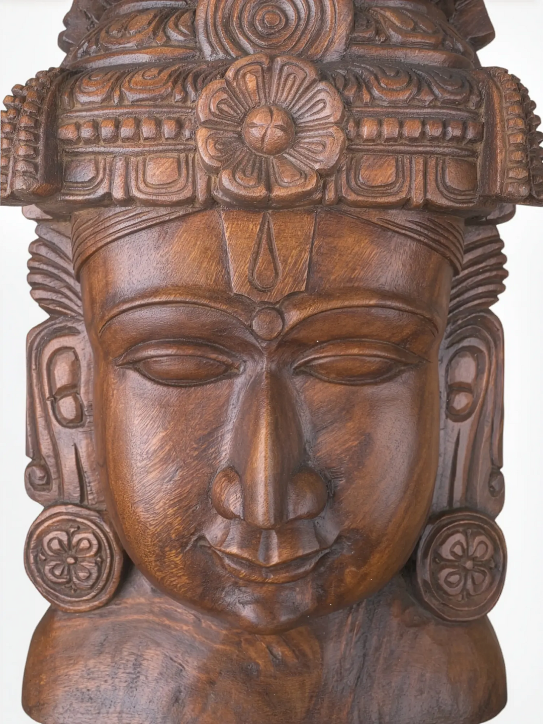 Wooden Lord Vishnu Face Mask Home Decor