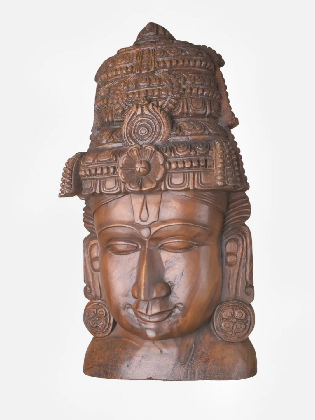 Wooden Vishnu Face Mask Wall Hanging -Traditional Indian Wall Art 24"