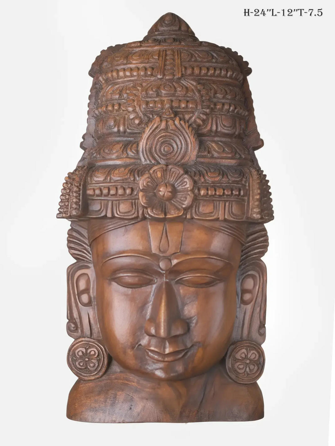 Handcrafted Wooden Vishnu Face Mask Wall Art