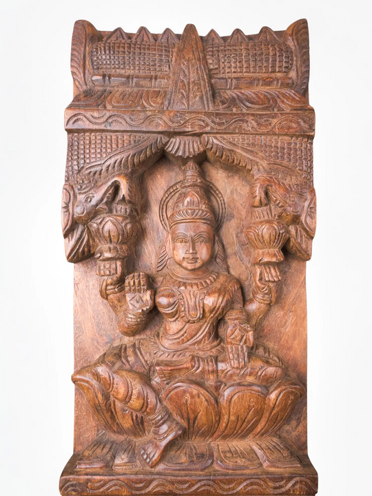 Wooden Spiritual Wall Art with Goddess Lakshmi