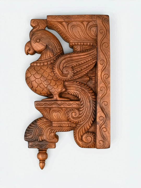 Classic Indian peacock wooden wall corbels