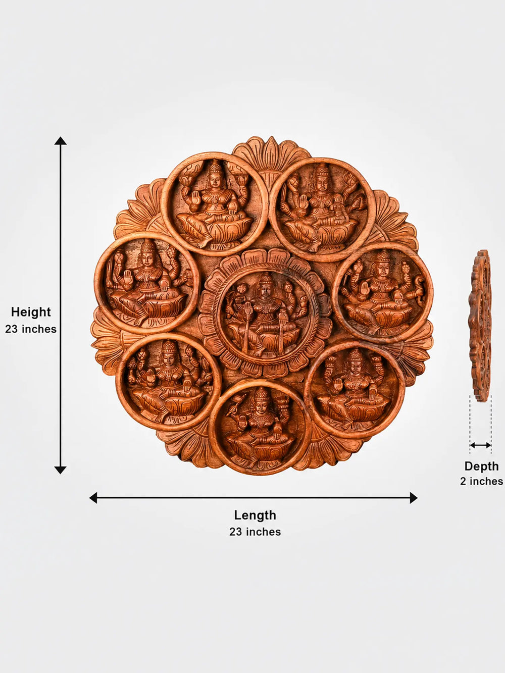 Circular Wooden Lakshmi Panel for Home Decoration